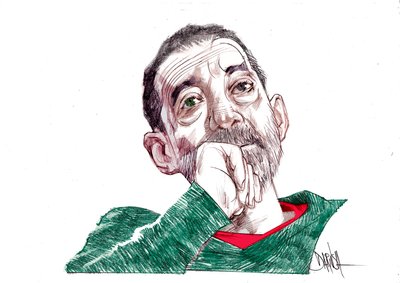 Emanuele Trevi, 2021 (digital farveblyantstegning) af Dariush Radpour