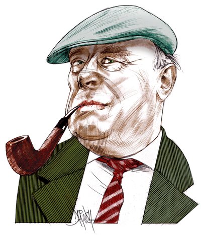 Ernst Von Salamon, 2021 (digital farveblyantstegning) af Dariush Radpour