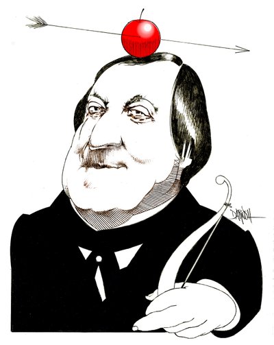 Gioachino Rossini, 2024 (digital farveblyantstegning) af Dariush Radpour