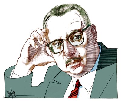 Giorgio Manganelli, 2021 (digital farveblyantstegning) af Dariush Radpour