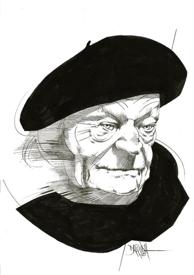 Giuseppe Ungaretti, 2024 (digitalt forbedret blyantstegning) af Dariush Radpour