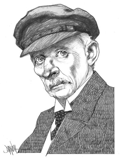 Gustav Meyrink, 2024 (digital farveblyantstegning) af Dariush Radpour
