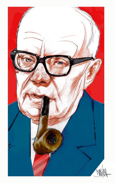 Sandro Pertini, 2022 (digital farveblyantstegning) af Dariush Radpour