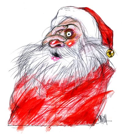Santa Claus, 2008 (digital farveblyantstegning) af Dariush Radpour