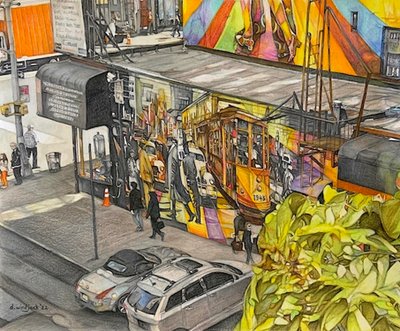 Birds Eye View, 2022 (blyant på papir) af Darrell Windjack