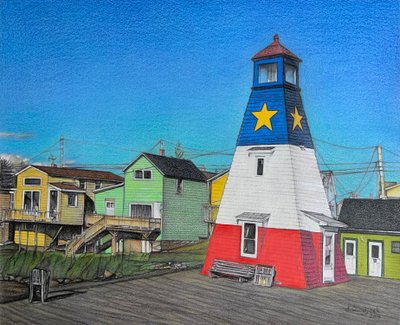 Lighthouse Pier, 2018 (blyant på papir) af Darrell Windjack