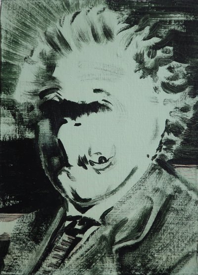 Einstein, 2013 (akryl på plade) af Darren Coffield