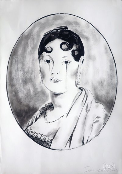 Ingre Girl 3, 2003 (blæk på papir) af Darren Coffield