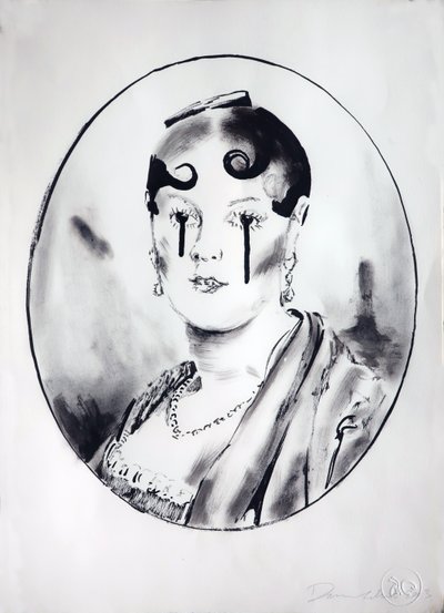 Ingre Girl 4, 2003 (blæk på papir) af Darren Coffield