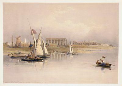 Egypten, Luxor-ruinerne fra Nilen, gravering efter tegning af David Roberts af David (after) Roberts