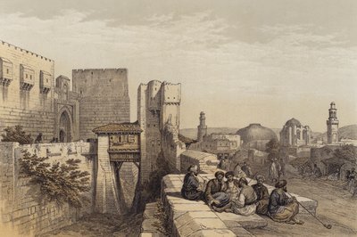 Indgang til citadellet i Jerusalem (farve litho) af David (after) Roberts