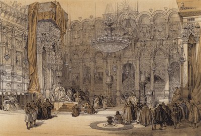 Den Græske Gravs Kirke (farve litho) af David (after) Roberts