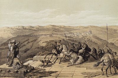 Sebaste, det gamle Samaria (farve litho) af David (after) Roberts