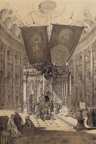 Den Hellige Gravs helligdom (farve litho) af David (after) Roberts