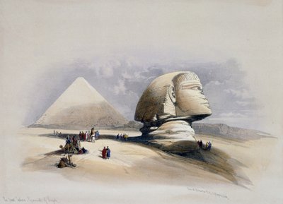 Udsigt over Giza Necropolis, gravering fra design af David Roberts (1796-1864) af David (after) Roberts