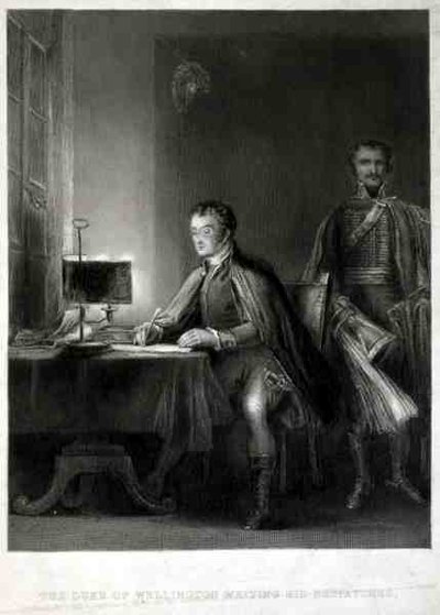 The Duke of Wellington Writing his Dispatches, graveret af William Greatbach (f.1802) (gravering) af David (after) Wilkie