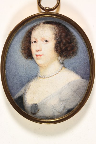Ufærdigt portræt af en dame (akvarel på spillekort) af David (attr.to) Des Granges