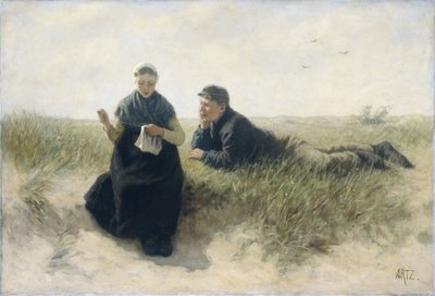 Dreng og pige i klitterne af David Adolph Constant Artz