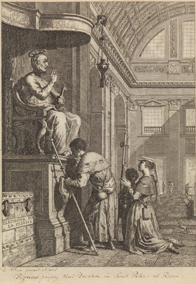 Pilgrimme, der betaler deres hengivenhed i St. Peters i Rom af David Allan
