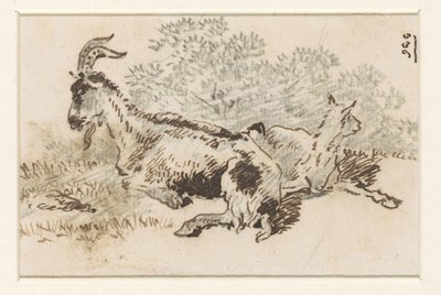 Ged og unger i et landskab af David Alphonse de Sandoz Rollin
