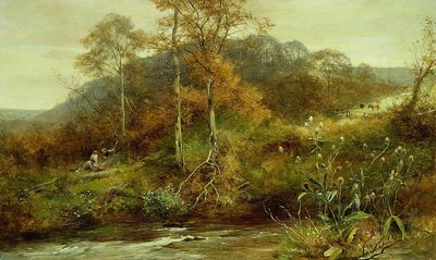 Autumn River Scene, The Brook af David Bates