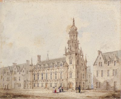 Dundee Royal Exchange med tårn og krone: Første tegning af David Bryce