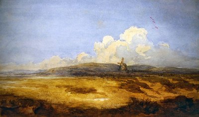 A Windmill on a Common (akvarel på papir) af David Cox