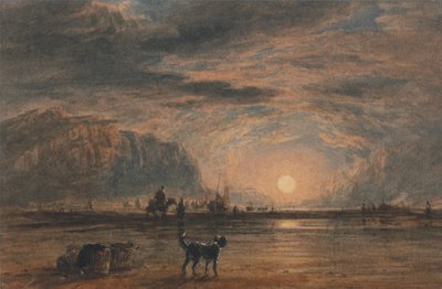 Strandscene - solopgang af David Cox