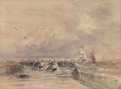 Dieppe Pier, Stiff Breeze af David Cox