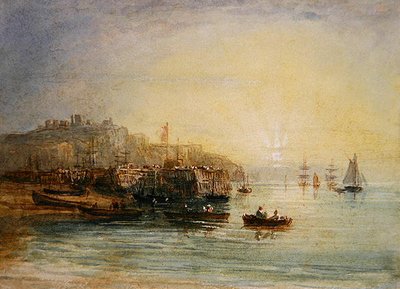 Fiskerbåde ved Dover (akvarel på papir) af David Cox