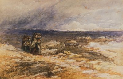 The Peat Gatherers nær Bettws-Y-Coed, North Wales (akvarel) af David Cox