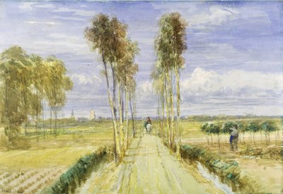 The Poplar Avenue (akvarel over blyant og sort kridt på papir) af David Cox