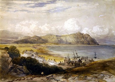 Udsigt over en havn (akvarel på papir) af David Cox