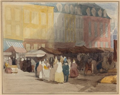 En fransk markedsscene, muligvis Boulogne af David Cox the elder