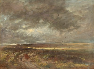 Hedelandskab: hyrde og får, c1810. af David Cox the elder