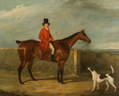 John Hall Kent i jagtdragt siddende på en hest, 1825 af David Dalby