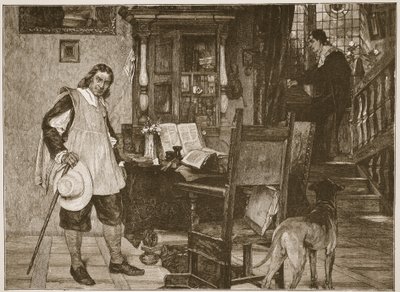 Mr. Oliver Cromwell besøger Mr. John Milton, illustration fra 