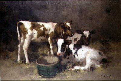 Tre kalve (olie på lærred) af David Gauld