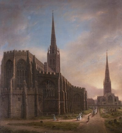 St. Michaels og Holy Trinity Churches, fra det nordøstlige, Coventry, 1849 af David Gee