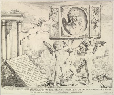 Titelside: Hyldest til Mantegna, fra The Story of Saints James and Christopher in the Ere..., 1776. af David Giovanni