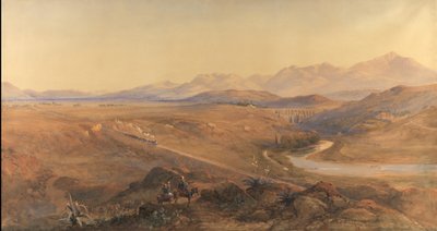 Et damptog på den osmanniske jernbane, 1859 (wc og blyant forhøjet med kropsfarve) af David Hall McKewan