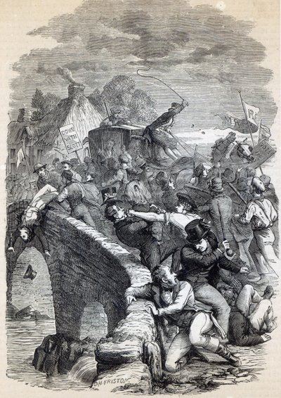 Election Riot at Hawick, 1837, illustration fra 
