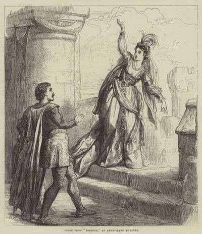 Scene fra Rebecca i Drury-Lane Theatre af David Henry Friston