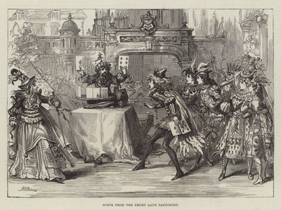 Scene fra Drury Lane Pantomime af David Henry Friston