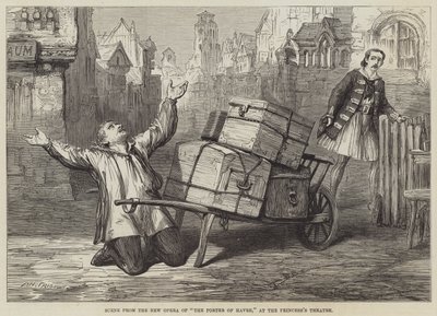 Scene fra Portørens Nye Opera i Havre i Prinsessens Teater af David Henry Friston
