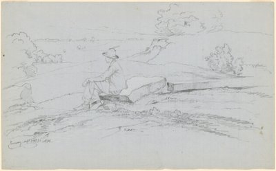 Studie til "White Mountains from North Conway, New Hampshire" [recto] af David Johnson