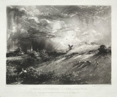 Forskellige emner af landskab, karakteristisk for engelsk landskab fra billeder malet af John Constable, R.A.: Summer Afternoon - after a shower af David Lucas