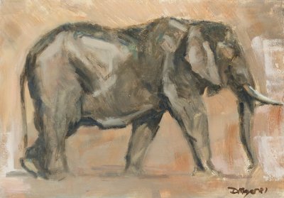 Bull Elephant, 2019 (olie på panel) af David Mayer