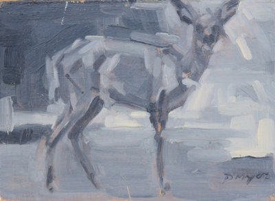 Bushbuck Doe, 2016 (olie på panel) af David Mayer