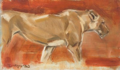 Lioness, 2019 (olie på lærred) af David Mayer